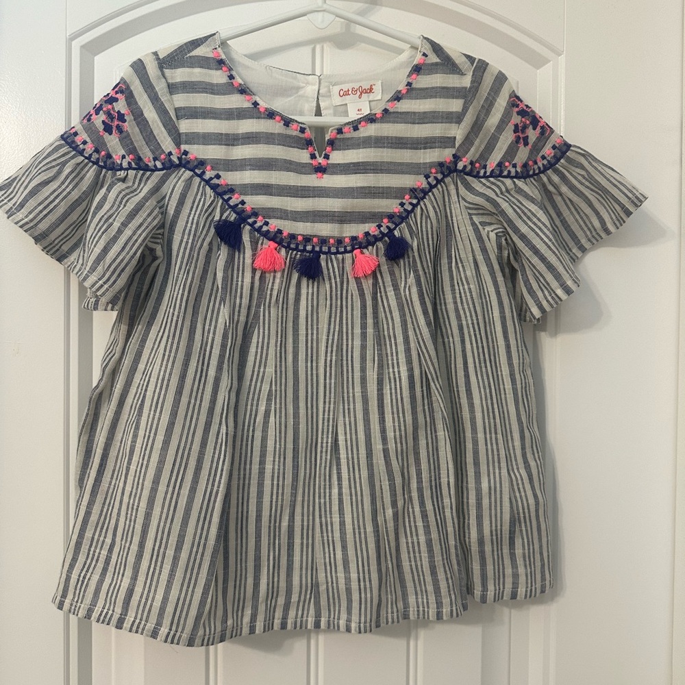 Cat & Jack Blue and Pink Blouse